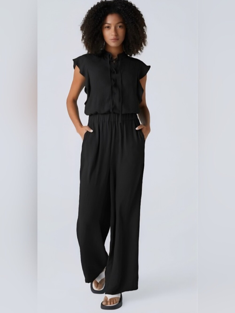 Black Women's Wide-Leg Jumpsuit